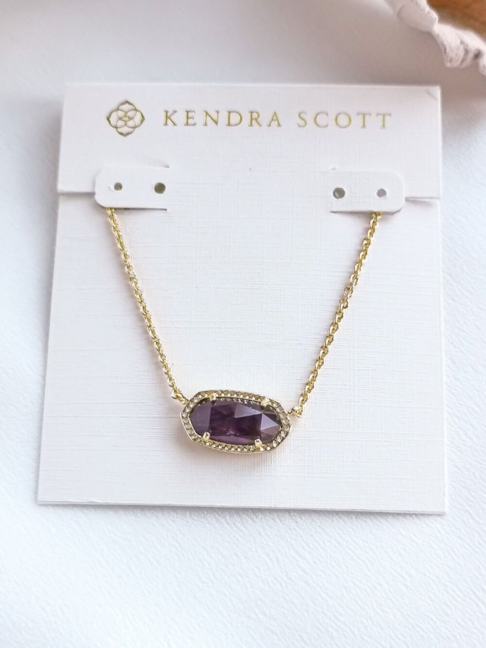 Kendra Scott Elisa Gold Amethyst Short Necklace NEW Perfect condition